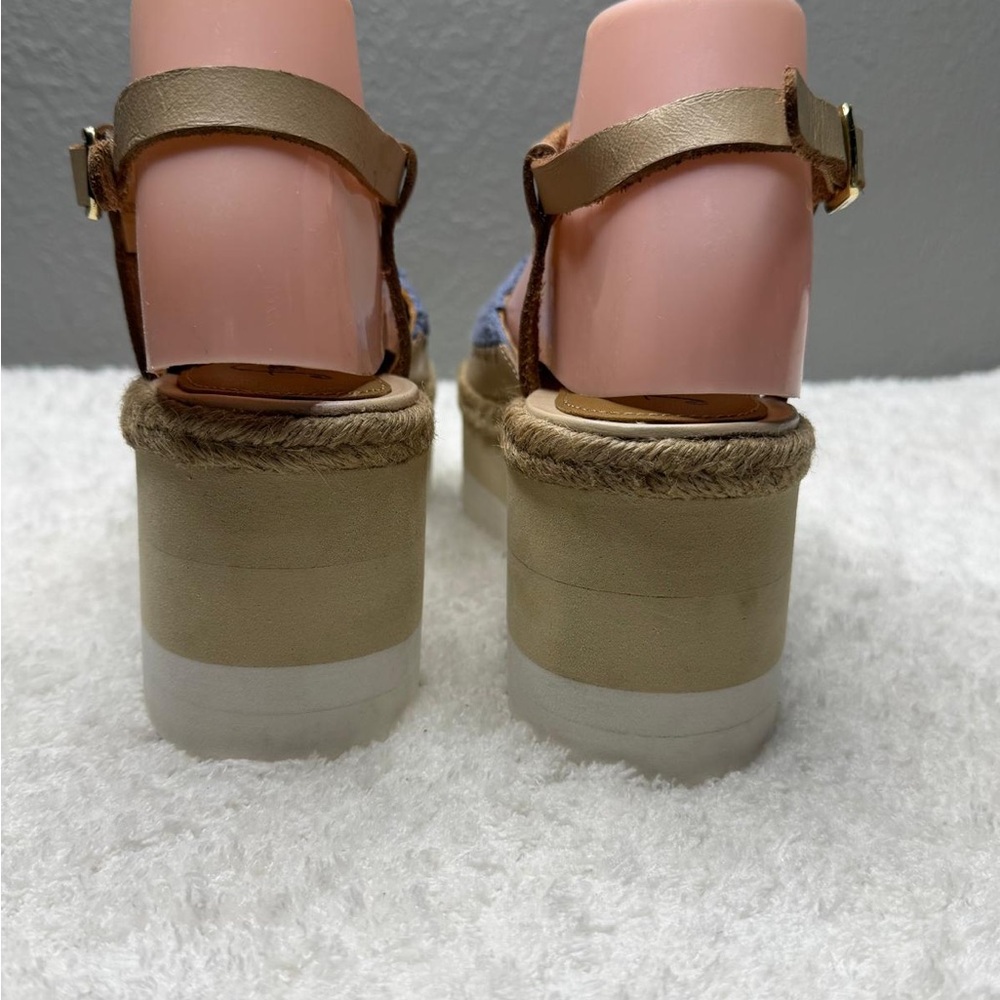 Free People Morning In Mykonos Crochet Espadrille Platform Wedges Seascape W 9 - Picture 3 of 7